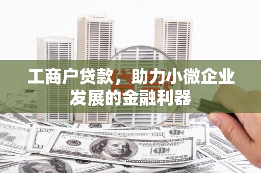 都昌工商户贷款，助力小微企业发展的金融利器