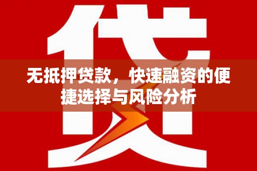 都昌无抵押贷款，快速融资的便捷选择与风险分析