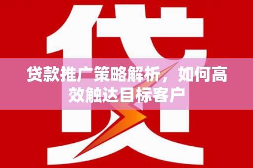 都昌贷款推广策略解析，如何高效触达目标客户