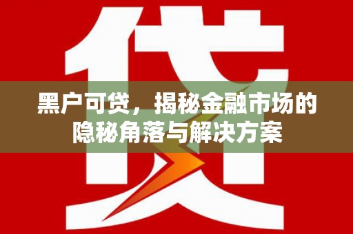 都昌黑户可贷，揭秘金融市场的隐秘角落与解决方案
