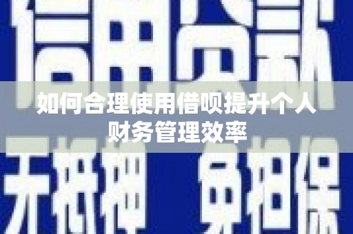 都昌如何合理使用借呗提升个人财务管理效率