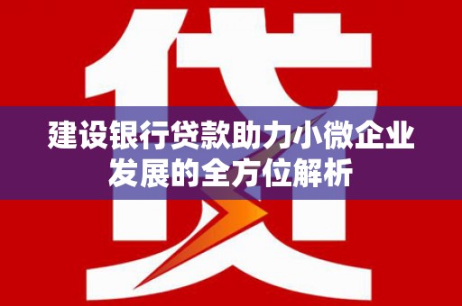 都昌建设银行贷款助力小微企业发展的全方位解析